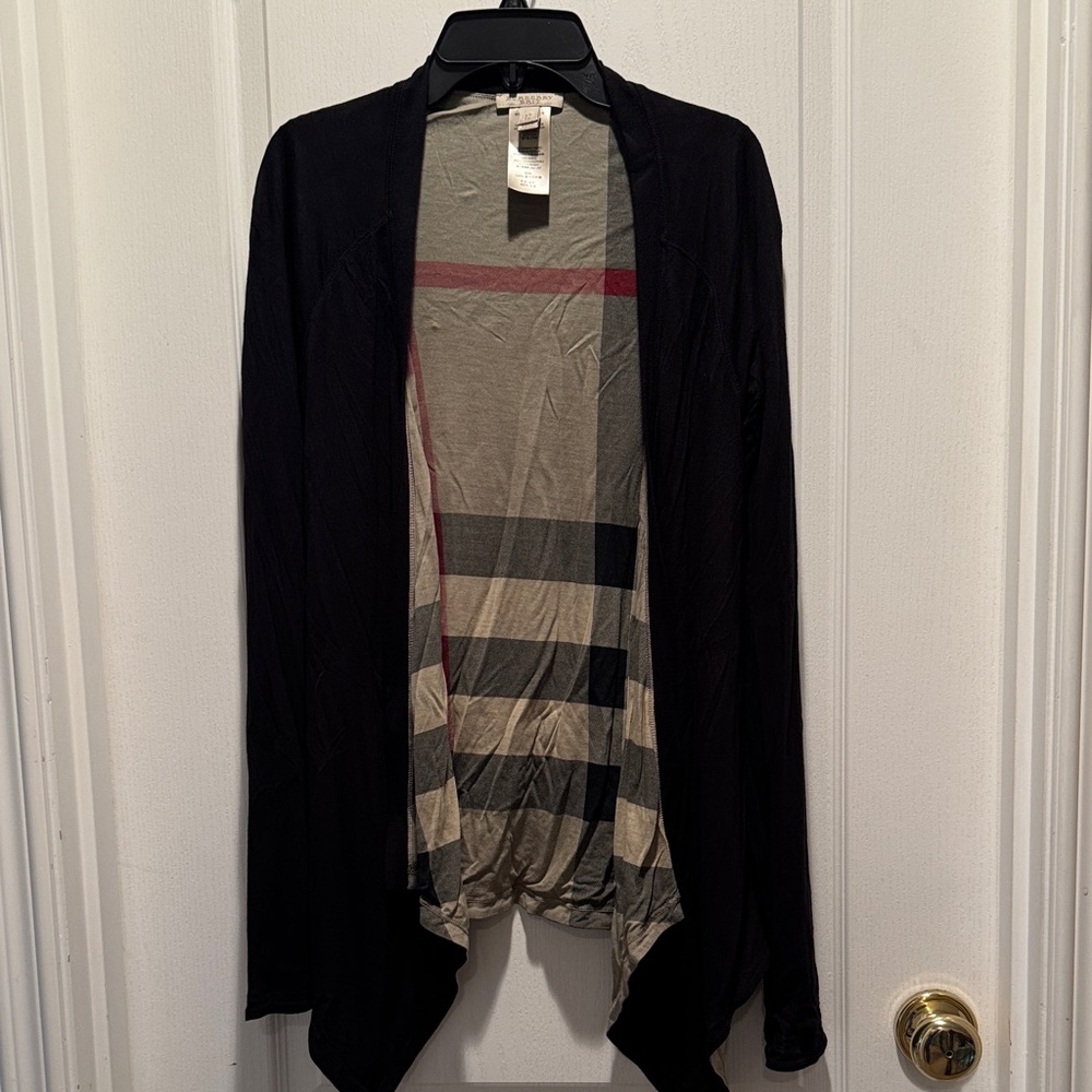 Burberry Black Open Front Lightweight Cardigan